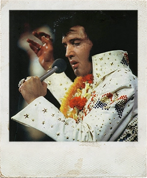 Elvis mit Blumenkranz
